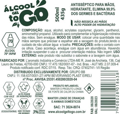 Imagem de Álcool Gel 70 ToGo 500ml