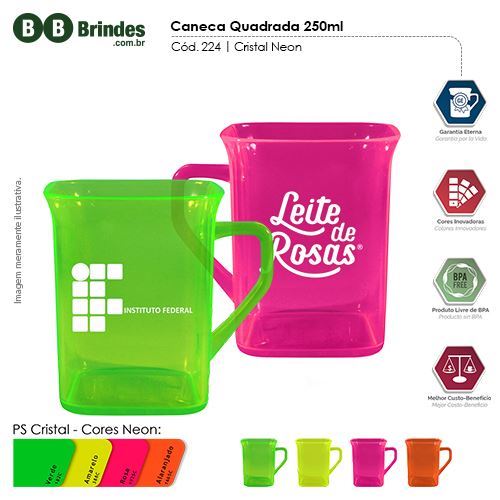 Imagem de Caneca Quadrada Cristal 250ml