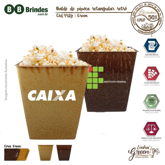 Imagem de Balde de Pipoca Retangular Retro Green 2,6l